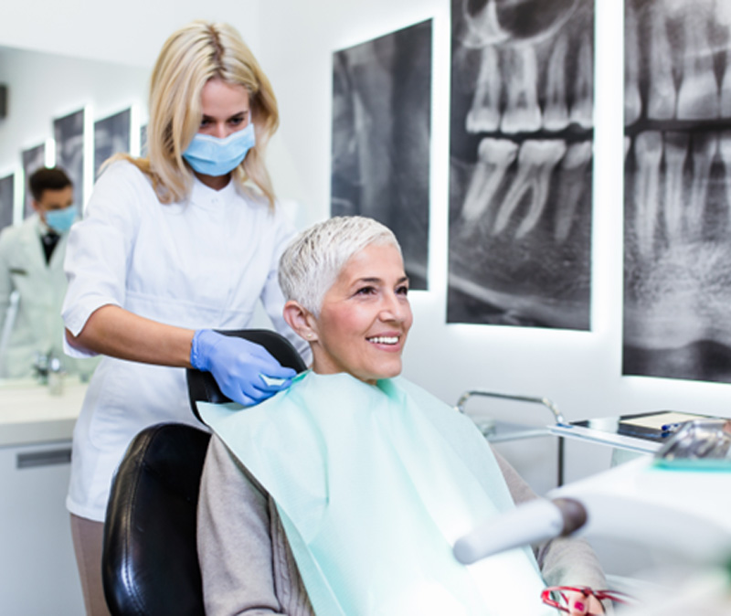 Senior dental patient getting ready for treatment