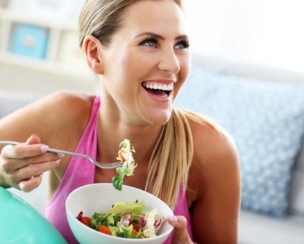 Woman eating a healthy meal