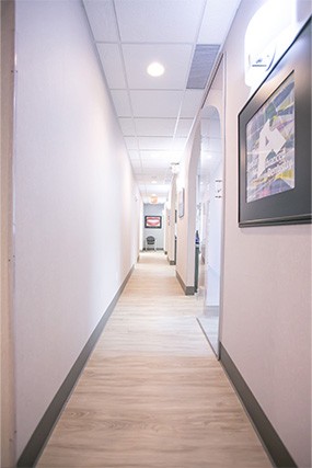 Hallway to dental exam rooms