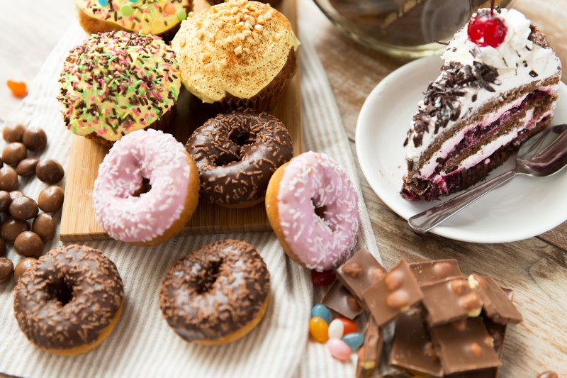 Assortment of sweets to avoid to prevent cavities